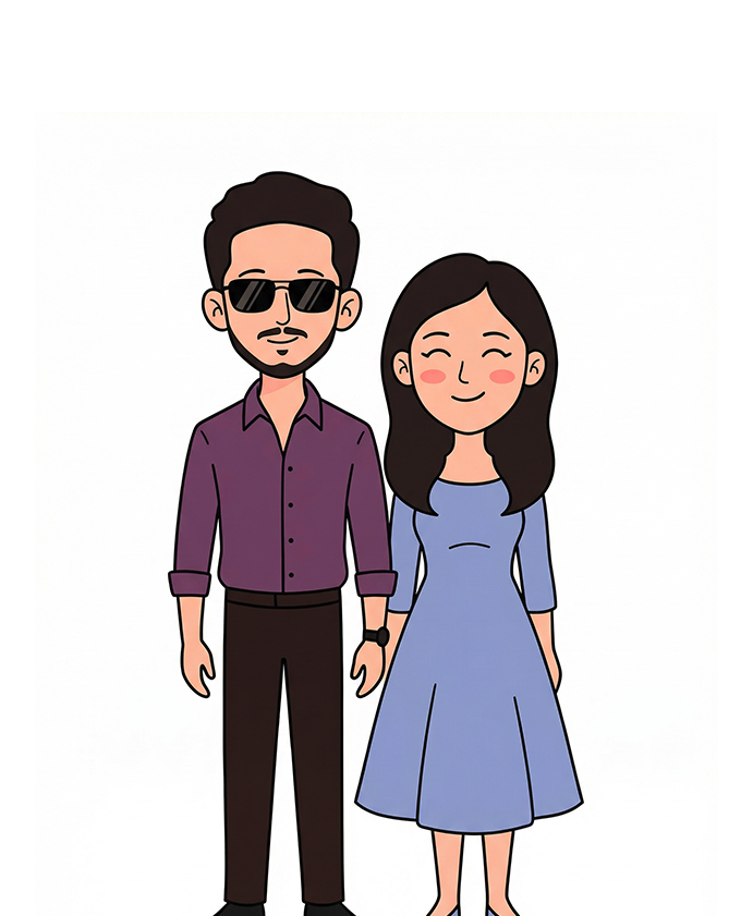 Mini caricature wedding illustration samples