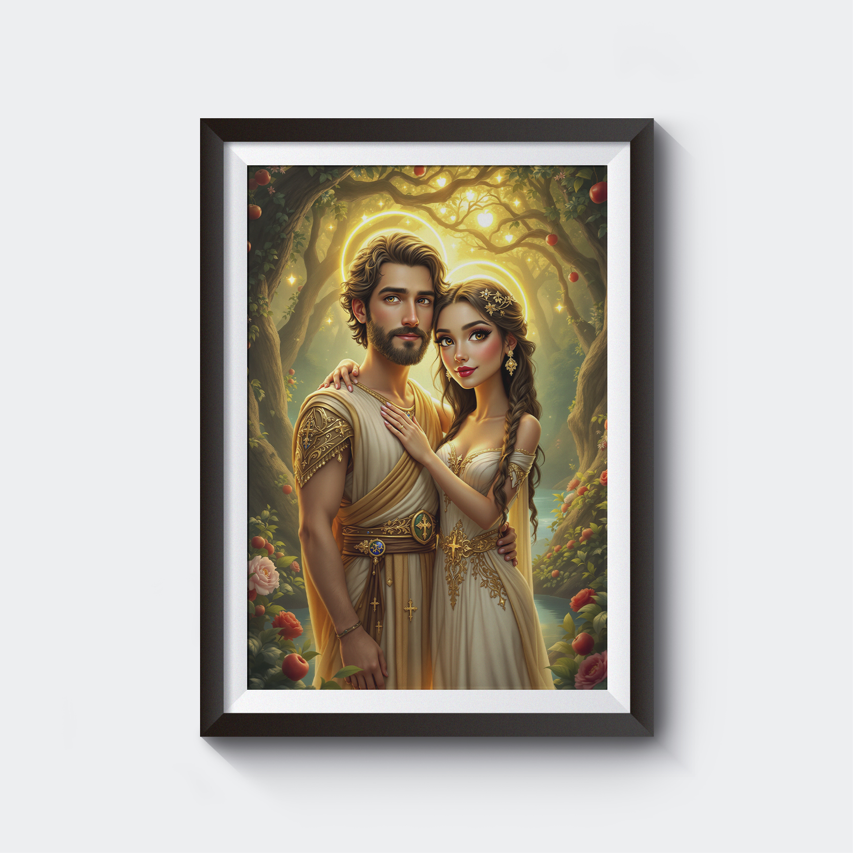 Adam Eve themed Personalized Caricature Frame - Frames